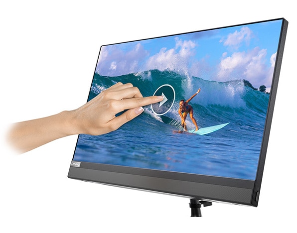 Lenovo Ideacentre AIO 520 (22), display view with hand touching screen