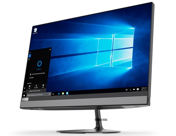 Lenovo Ideacentre AIO 520 (22), front right side view featuring Windows 10 and Cortana