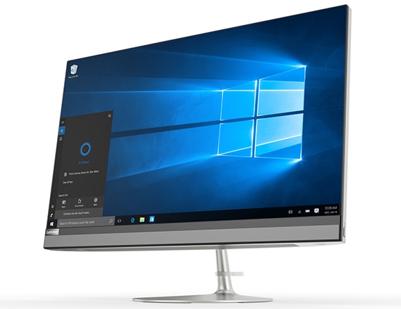 Lenovo Ideacentre AIO 520 (27), front right side view, featuring Windows 10