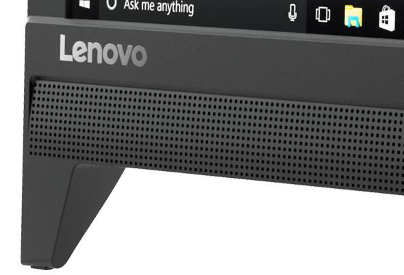 Lenovo Ideacentre AIO 310 (20), front lower left monitor detail view of integrated speakers