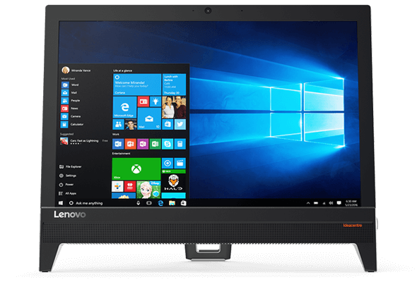 Lenovo Ideacentre AIO 310 (20), display view featuring Windows 10 and Cortana
