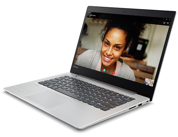 Lenovo Ideapad 320S Front Right View with Skype Showing on Display