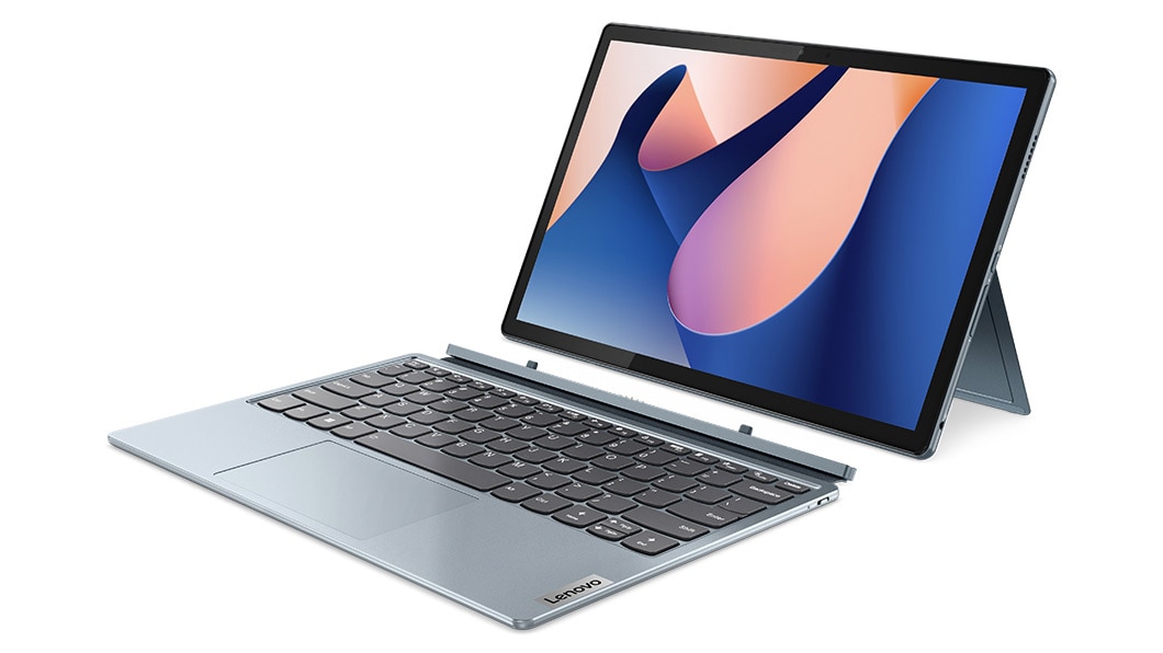 IdeaPad Duet 5i Gen 8 laptop in tablet with stand and detached Bluetooth keyboard
