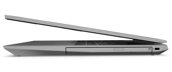 Side view of a Platinum Grey version of the IdeaPad L340, showing the ODD / drive bay door