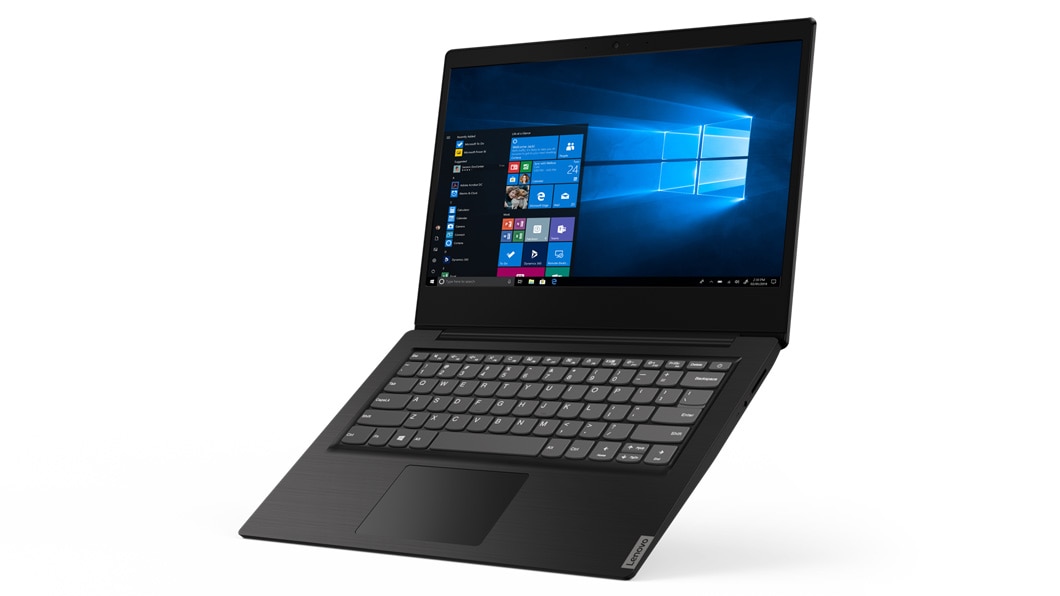Onyx Black Textured Lenovo IdeaPad S145 (14, AMD) in laptop mode
