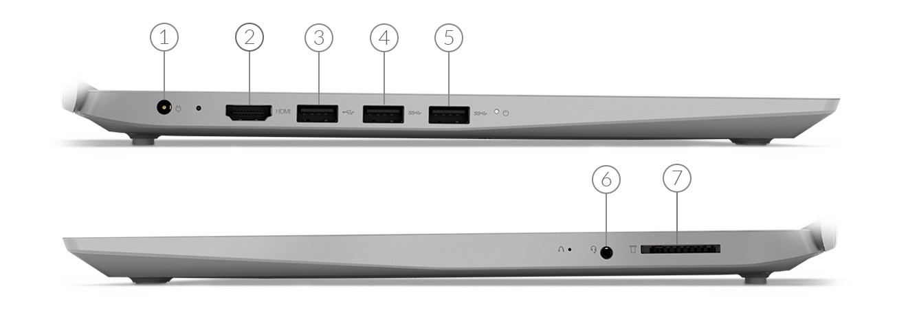 A Lenovo IdeaPad S145 (14) aljzatokat bemutató oldalnézete