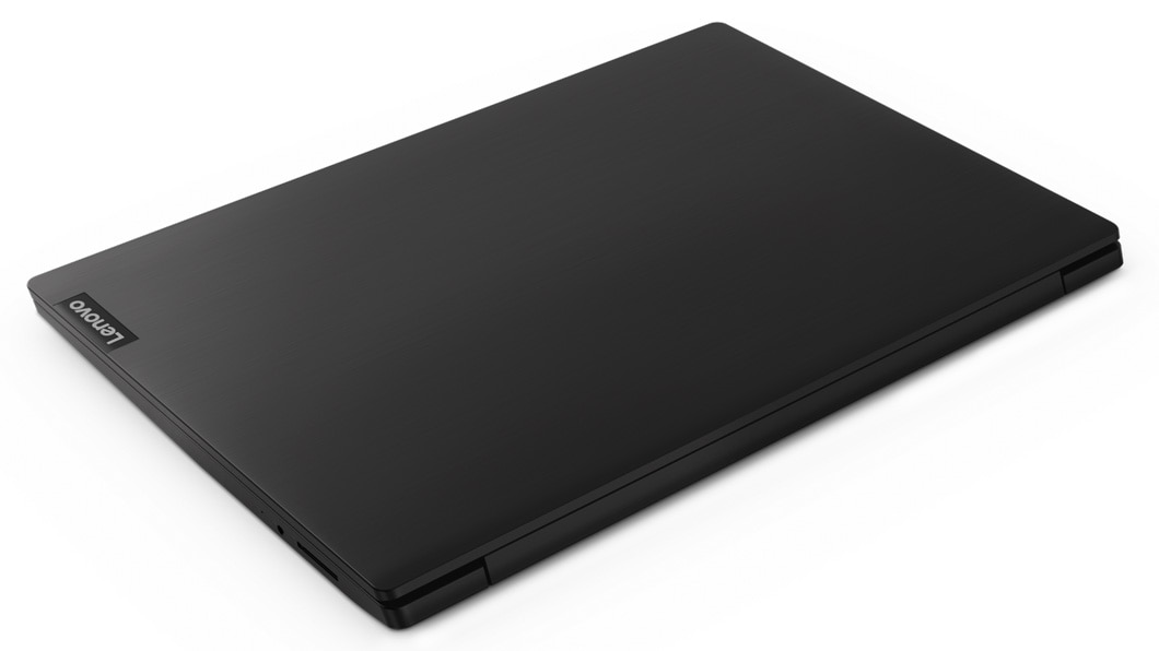 Lenovo Ideapad S145 (15, AMD) chiuso, vista della parte superiore di colore nero