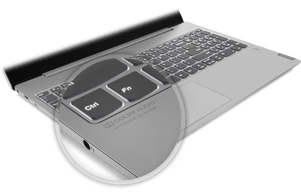 Lenovo IdeaPad S540 (15, Intel) laptop, closeup of Dolby Audio logo
