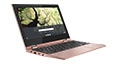 Left side view of Lenovo Chromebook C340-11 in laptop mode in Sand Pink color thumbnail