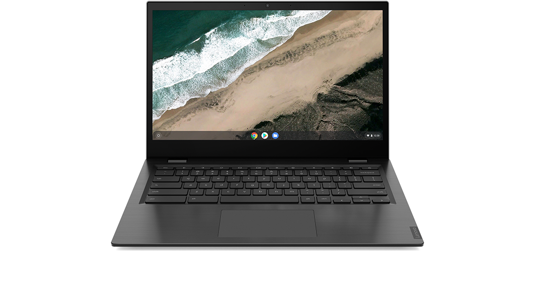 Lenovo Chromebook S345(14, AMD) display with view of keyboard