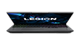Legion 5i Pro Gen 6 (16″ Intel) front view, slightly closed, screen on with Legion logo