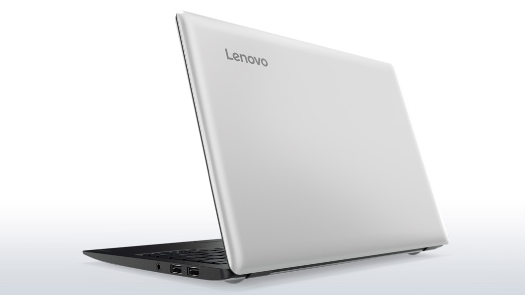 Lenovo Ideapad 110S (11, Intel) in Silver, Back Right Side View Open