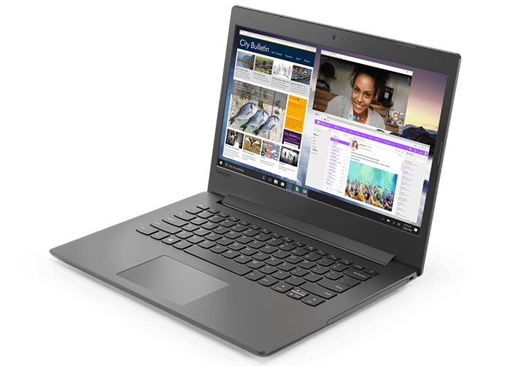 Lenovo Ideapad 130 (14), right front view showing display, keyboard, and touchpad