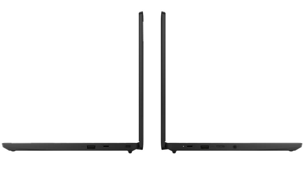 Zijaanzicht van twee Lenovo IdeaPad 3 Chromebook (11) laptops