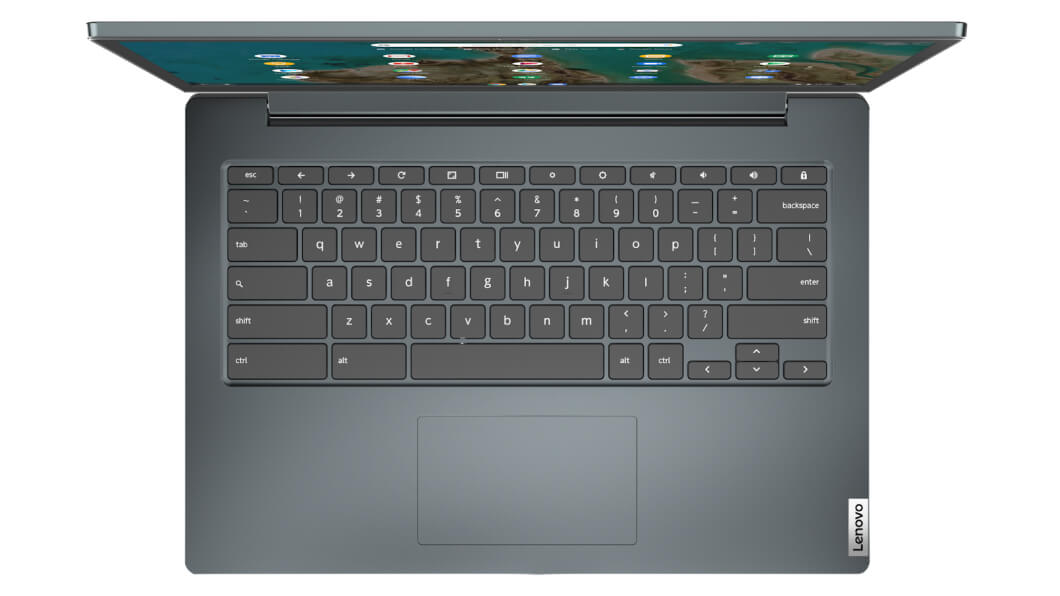 Lenovo IdeaPad 3 Chromebook 14'', Ansicht von oben auf Tastatur