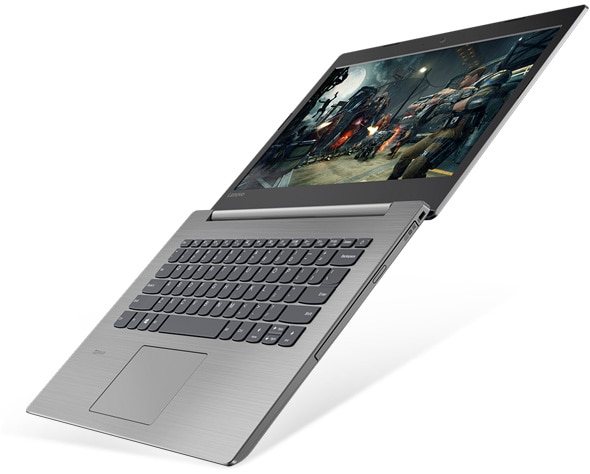 Lenovo Ideapad 330 (14), open to 180 degrees, top right view.
