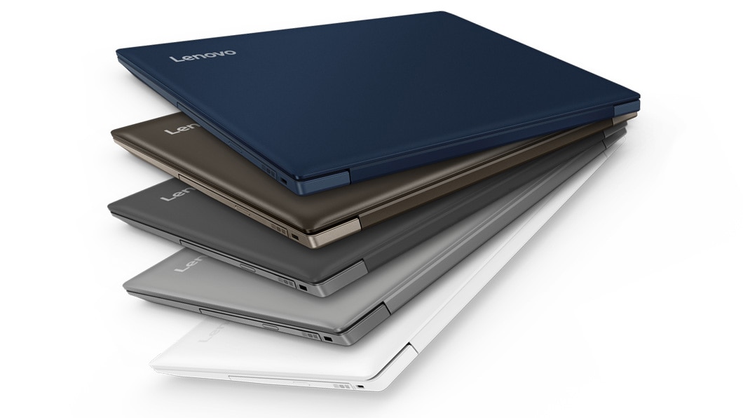 Lenovo Ideapad 330 (15), laptop, impilato in diversi colori.