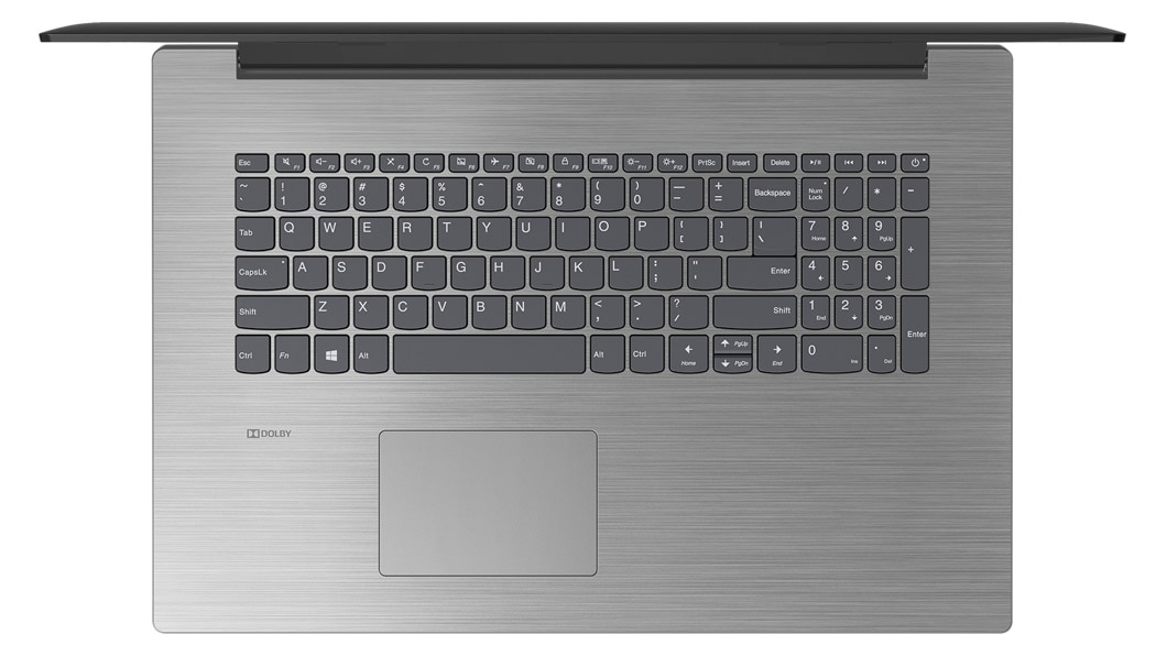 Lenovo Ideapad 330S (17),  top view, showing keyboard and touchpad.