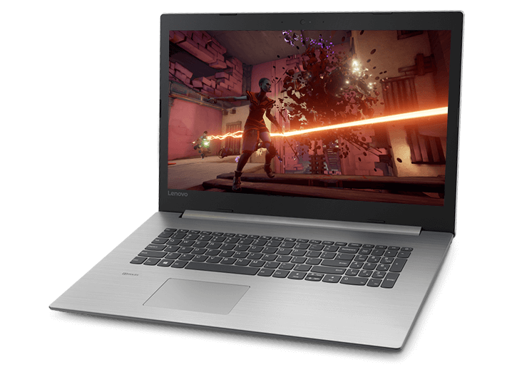 Lenovo Ideapad 330 (17, gaming) laptop, right front view, open.