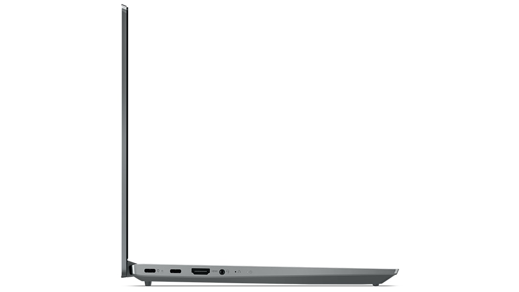 Vista laterale destra del notebook Lenovo IdeaPad 5 di settima generazione, posizionato verticalmente.