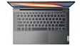 Thumbnail image of overhead view of Stone Grey Lenovo IdeaPad 5 Gen 7 laptop open 90 degrees showcasing the keyboard