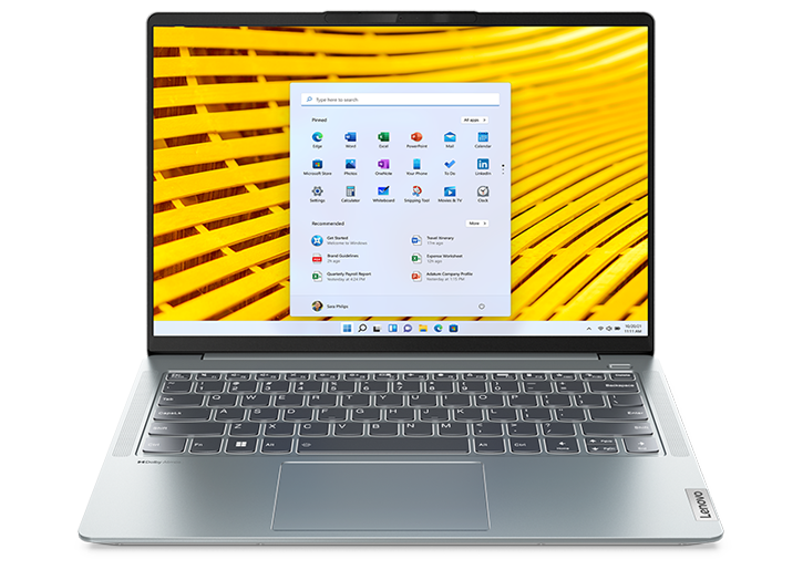 Front-facing Lenovo IdeaPad 5 Pro Gen 7 laptop PC, positioned vertically.