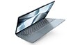 Thumbnail image semi-open Stone Blue Lenovo IdeaPad 5i Pro Gen 7 laptop PC balancing on its left rear corner.