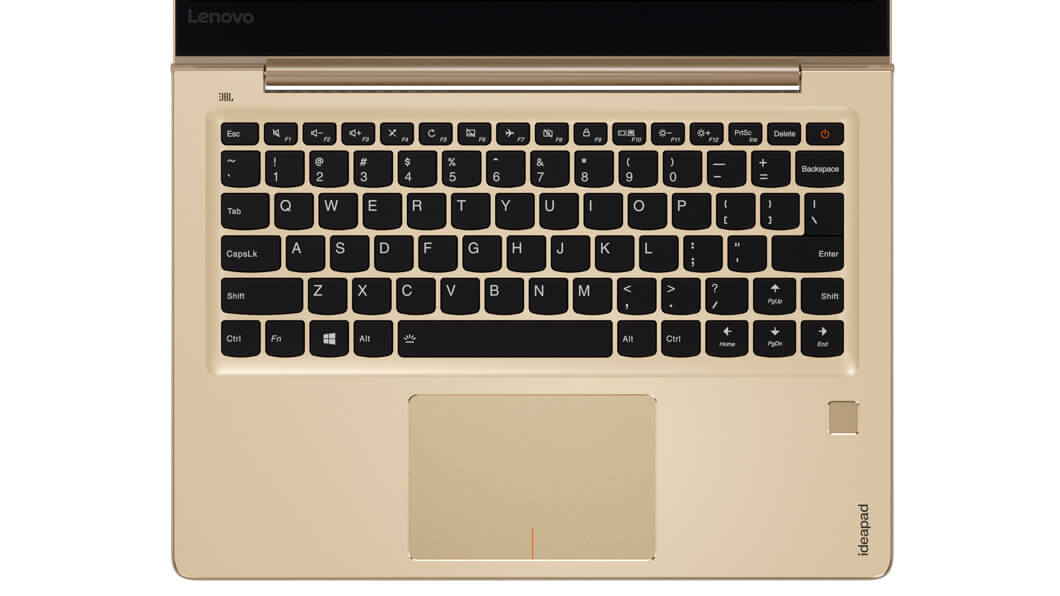 Lenovo Ideapad 710S Plus in Gold, Overhead View of Keyboard