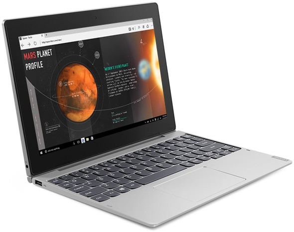 Vista de la laptop tablet Lenovo IdeaPad D330 en modo portátil