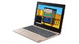 Lenovo Ideapad D330 (in gold), front right side view.  Thumbnail.