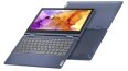 Thumbnail image of two Abyss Blue Lenovo IdeaPad Flex 3 11 ADA laptops, one front view on rear view, open 180 degrees