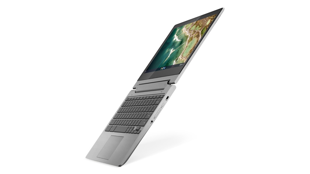 Left three-quarter view of Lenovo IdeaPad Flex 3 Chromebook 11 MTK open 180 degrees