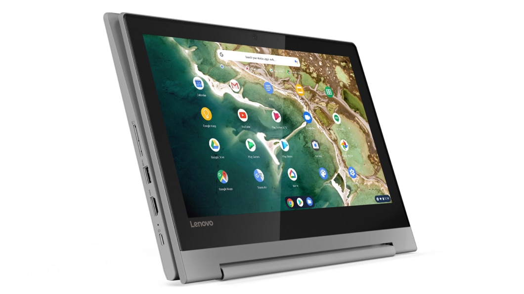 Right three-quarter view of Lenovo IdeaPad Flex 3 Chromebook 11 MTK in horizontal tablet mode