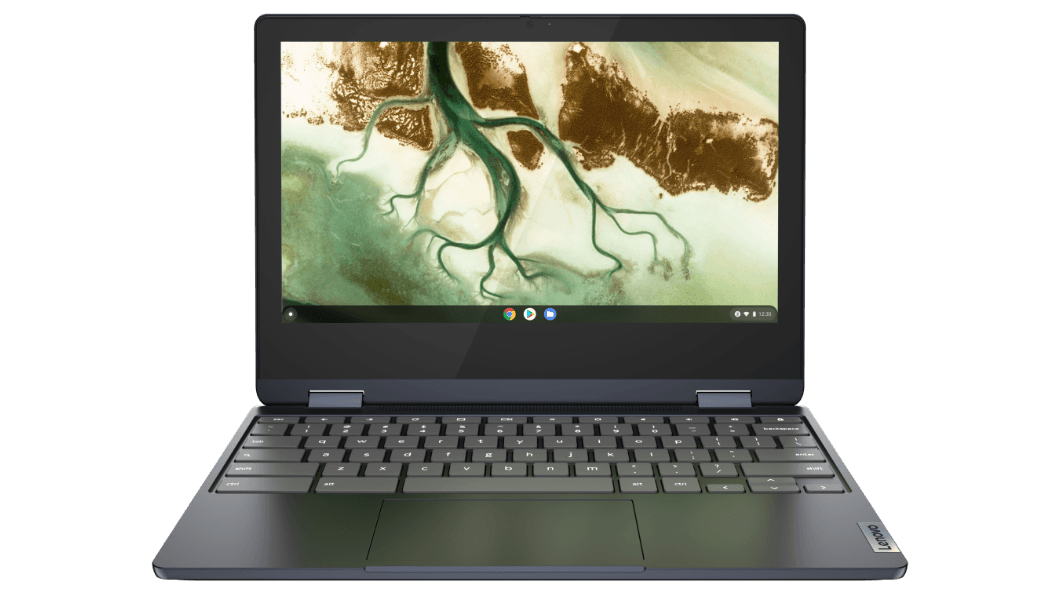 IdeaPad Flex 3i Chromebook Gen 6 (11'' Intel) in Abyss Blue front facing with keyboard showing