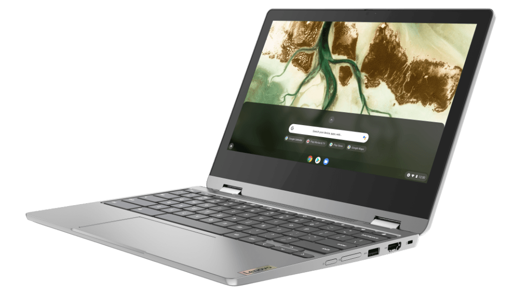 Vue avant gauche du Chromebook IdeaPad Flex 3i Gen 6 (11'' Intel) Arctic Grey