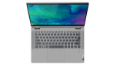 IDEAPAD FLEX 5 (15″ AMD) PLATINUM GREY IN TENT MODE, SCREEN ON, TOP VIEW