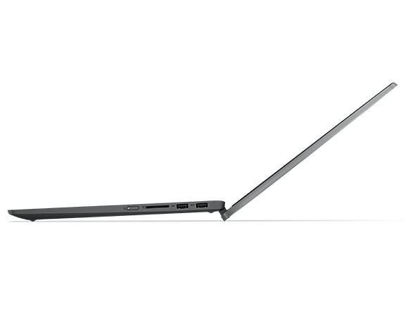 Lenovo IdeaPad Flex 5 Gen 7 (14” AMD) 2-in-1 laptop—right profile view, laptop mode, lid open, resting on drop-down hinge
