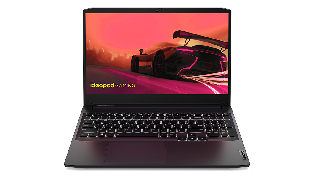 Vista frontal de la laptop gamer Lenovo IdeaPad Gaming 3 6ta Gen (15.6”, AMD) abierta