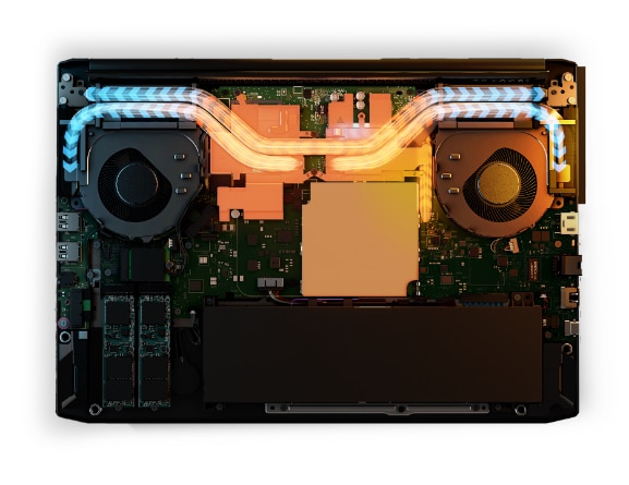 Ordinateur portable Lenovo IdeaPad Gaming 3 Gen 6 (15" AMD), vue des composants internes et de la technologie de ventilation