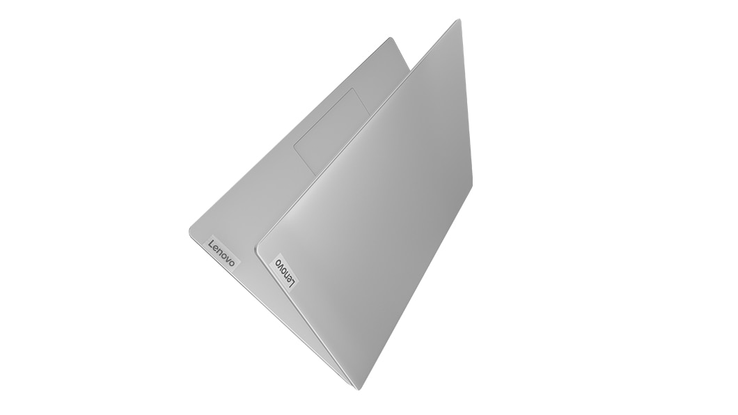 Folded angle view of the Lenovo IdeaPad S150 (14, AMD) laptop, platinum grey color