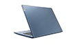 Rear angle view of the Lenovo IdeaPad S150 (14) laptop, ice blue color