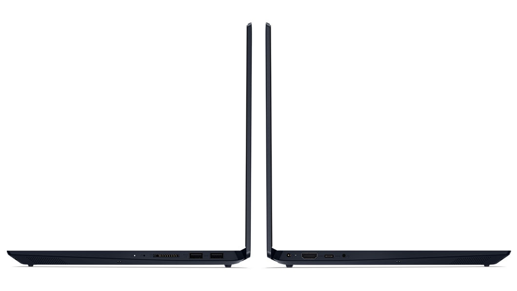 Right and left side view of Lenovo IdeaPad S340 (14, Intel) open 90 degrees 