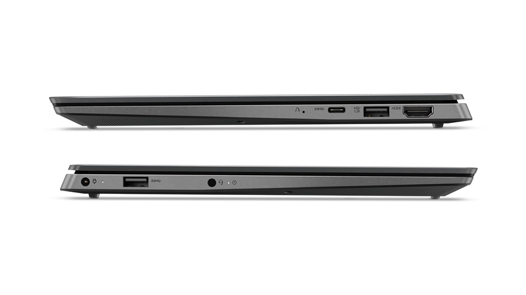 Lenovo Ideapad S530 laptop closed, right and left side views of ports.