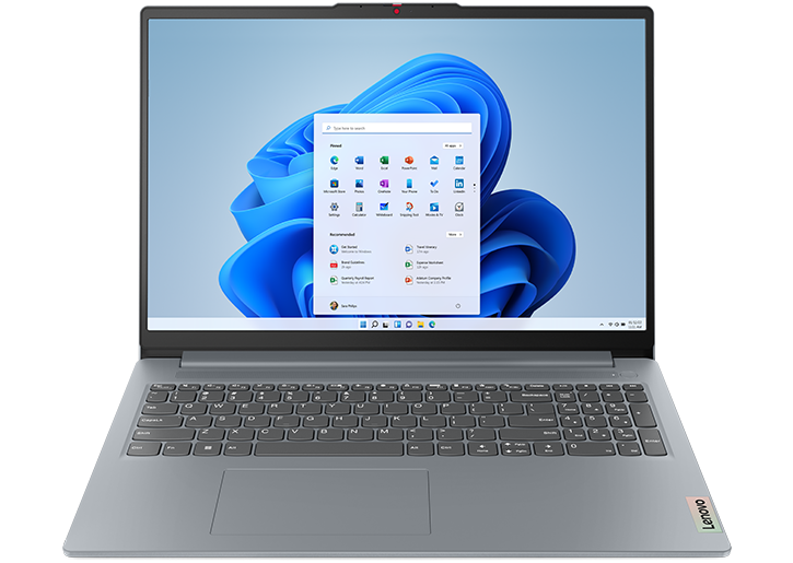Front facing view of the Lenovo IdeaPad Slim 3 Gen 8, 16-inch AMD laptop 
