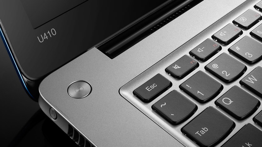lenovo laptop ideapad u410 metallic blue closeup keyboard