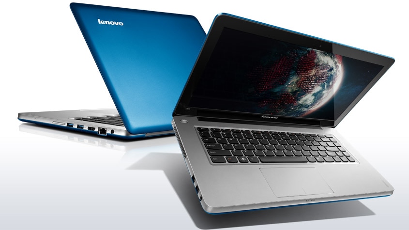 lenovo laptop ideapad u410 metallic blue front back