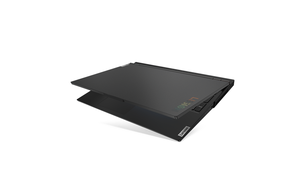 Right angled view of the Lenovo Legion 5 15 laptop, folded