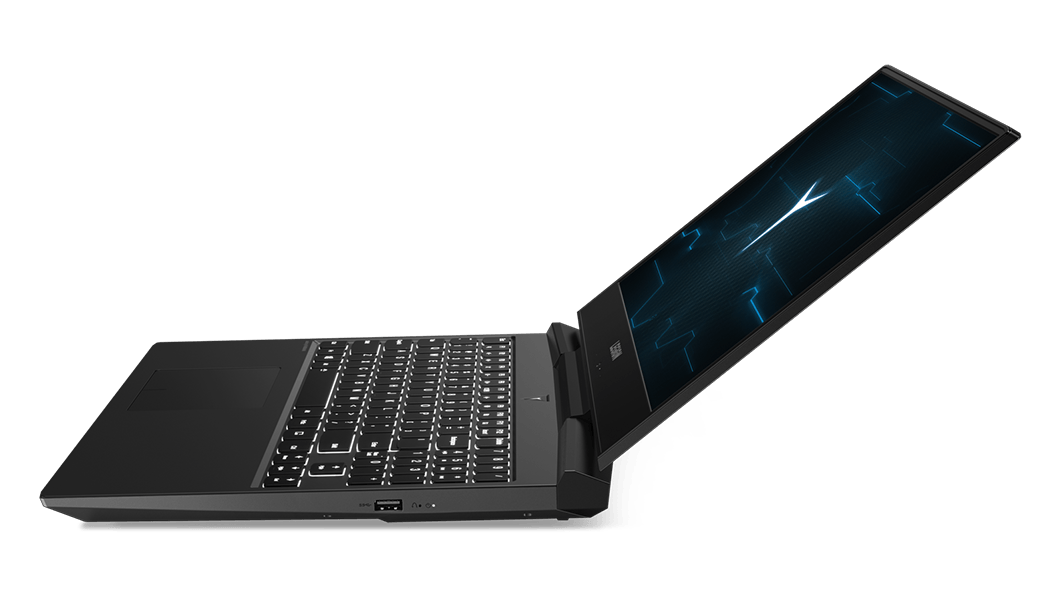 More open right side view of the Lenovo Legion Y7000P with ports