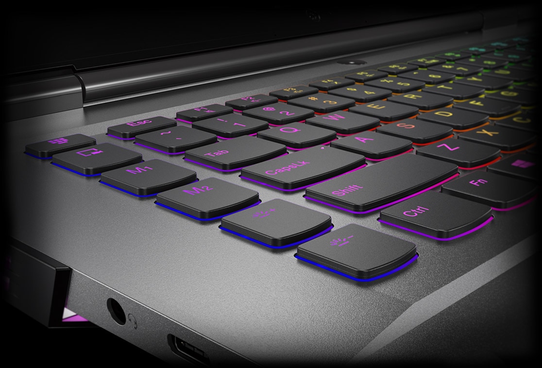 Legion Y530 15-inch gaming laptop - closeup of RGB keyboard