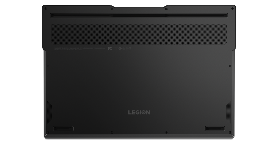 The underneath of a Lenovo Legion Y740Si, showing the cooling vent and Legion logo